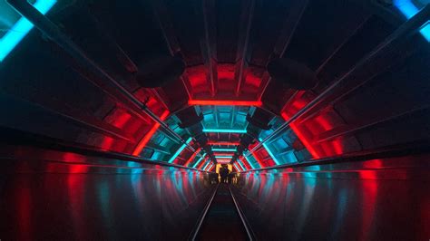 Escalator Tunnel Dark Neon, HD Photography, 4k Wallpapers, Images ...