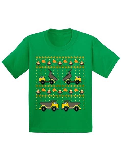 Awkward Styles Construction Truck Christmas Shirt for Kids Ugly ...