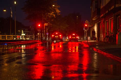 Street Lights At Night Rain