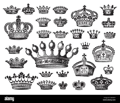 set of vintage crown drowings. vintage design elements, icons ...