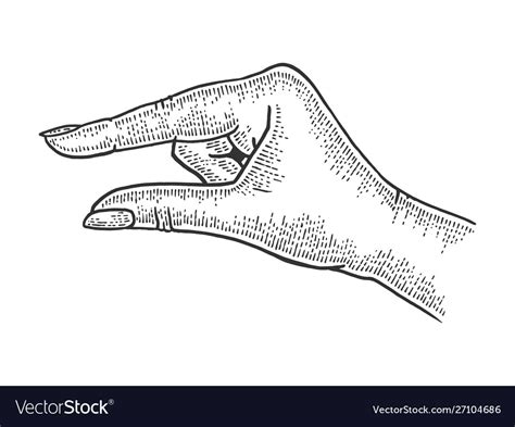 Hand showing tiny small size sketch Royalty Free Vector