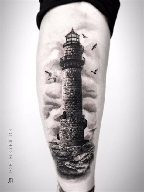 Tattoo uploaded by Joel Meyer | Lighthouse Realistic Tattoo Black and ...