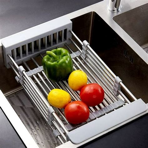 Expandable Dish Drying Rack Over The Sink Dish Basket Drainer with ...