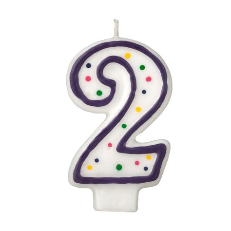 Colorful Birthday Candle - Number 2 - Polka Dot Number Cake Toppers