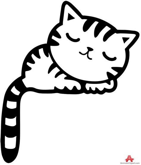 sleeping cat clipart black and white - Clip Art Library