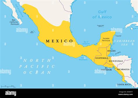 Location of Mesoamerica, political map. Historical region and cultural ...