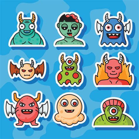 Halloween Monster Stickers Collection 3322715 Vector Art at Vecteezy