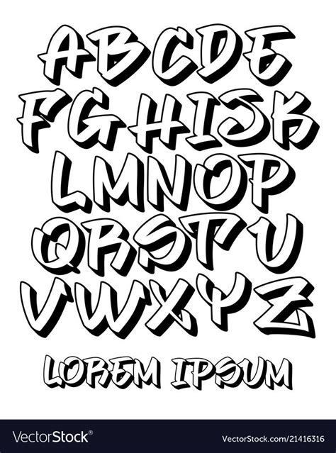 Graffiti font 3d - hand written alphabet vector image on VectorStock ...