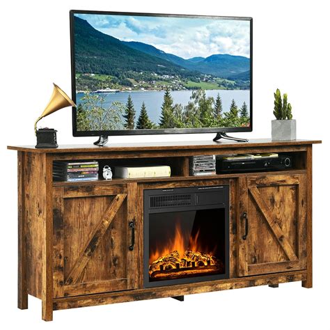 Costway 60'' Industrial Fireplace TV Stand W/18'' 750W/1500W Electric ...