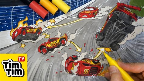 How to draw LIGHTNING McQUEEN lost control before the crash from CARS 3 ...