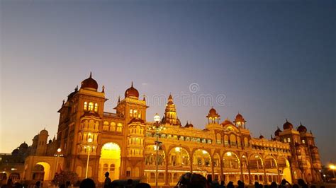 Mysore Palace Night View with Lighting Stock Photo - Image of lighting ...