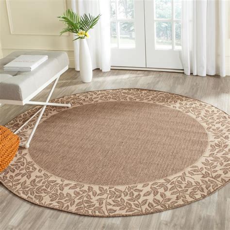 Safavieh Courtyard Brown/Natural 7 ft. x 7 ft. Indoor/Outdoor Round ...