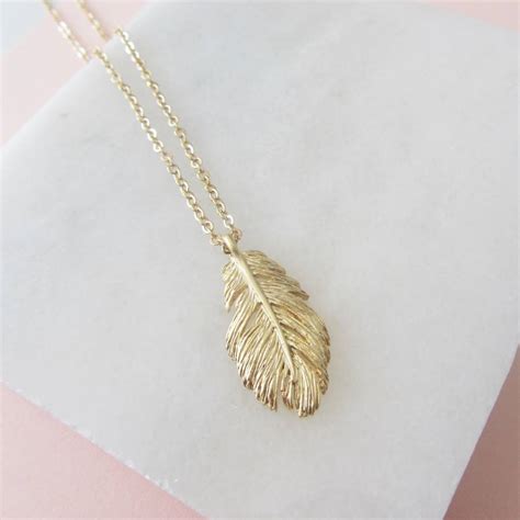 Gold Plated Feather Necklace Gift For Her By Madison Honey Vintage ...