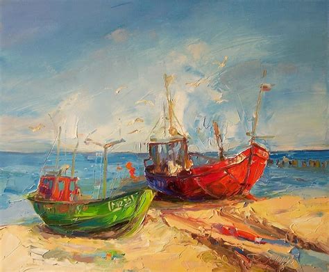 Old Fishing Boats 2020 Painting by Roland Oil Painting | Pixels