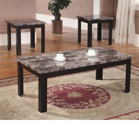 Granite Coffee Table Set : Danville 07142 Coffee Table 3Pc Set w/Black ...