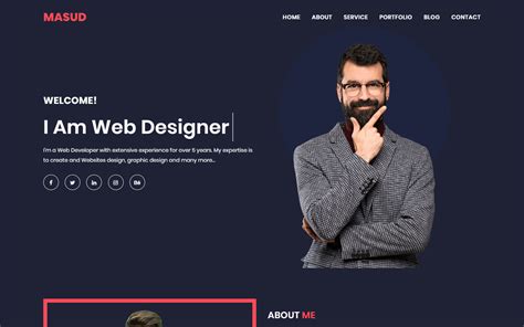 Masud Personal Portfolio HTML5 Landing Page Template