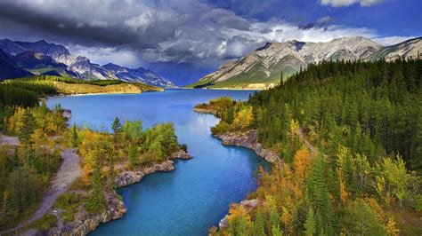 view, Lovely, Lake, Pathway, Mountains, Beautiful, Autumn, Splendor ...