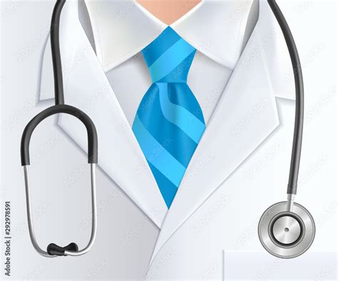 Doctor, stethoscope and blue tie background. Medical health care banner ...