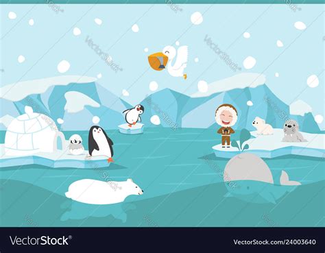 Cartoon north pole arctic landscape Royalty Free Vector