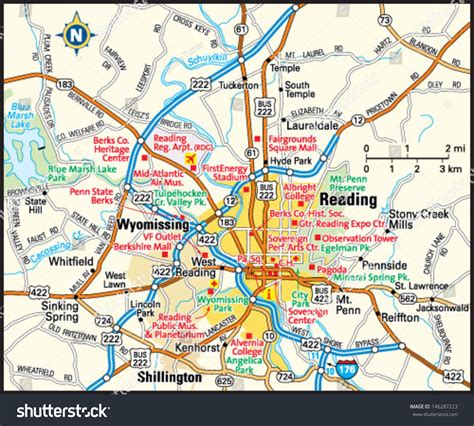 Reading Pennsylvania Area Map: vetor stock (livre de direitos ...