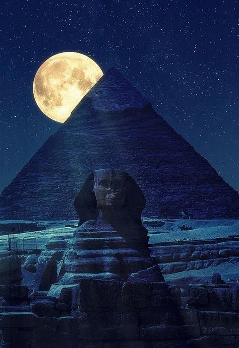 The Great Pyramid of Giza and the Sphinx by night photo on Sunsurfer