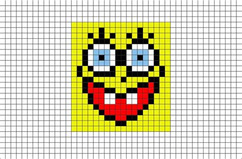 Sponge Bob Face Pixel Art | Pixel art, Pixel art design, Lego art