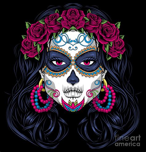 Sugar Skull Lady La Calavera Catrina Santa Muerte Digital Art by Mister ...