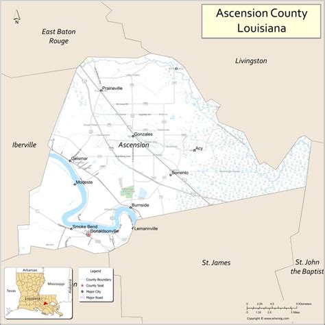 Ascension Parish Map, Louisiana - Where is Located, Cities, Population ...