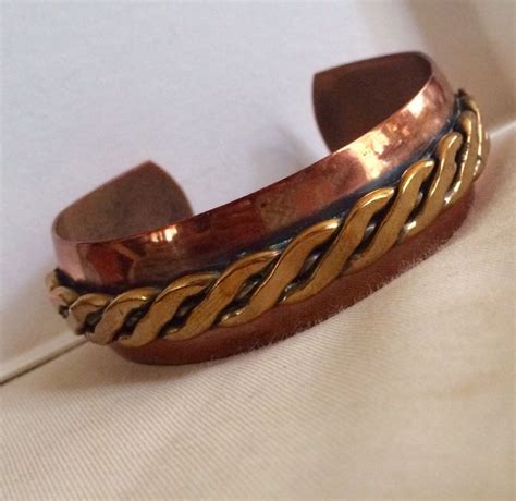 Vintage genuine copper bracelet cuff stle with twisted brass design ...