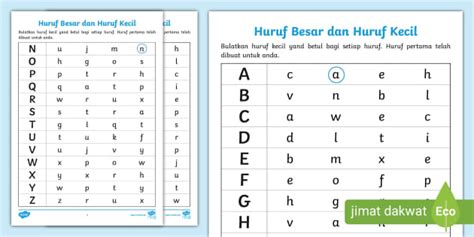 Latihan Prasekolah Lembaran Kerja Huruf Besar & Huruf Kecil