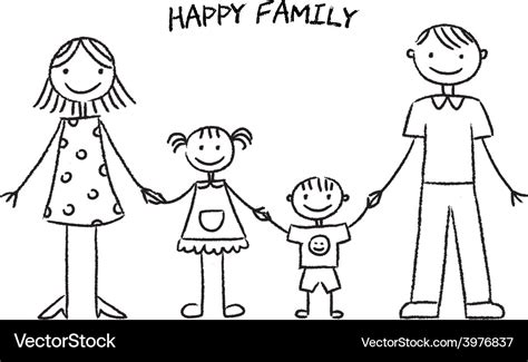 Happy family sketch Royalty Free Vector Image - VectorStock