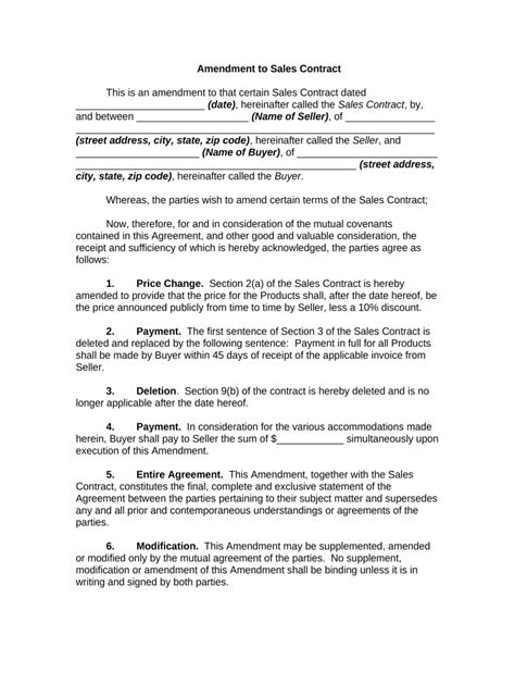 amendment contract Doc Template | pdfFiller