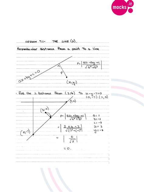 Geometry The Line 2 Notes Perpendicular Distance Formula, Angle Between ...