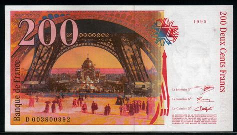 France paper money 200 French Francs banknote of 1995 Gustave Eiffel ...