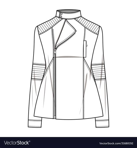 Jacket outer fashion flat sketch template Vector Image