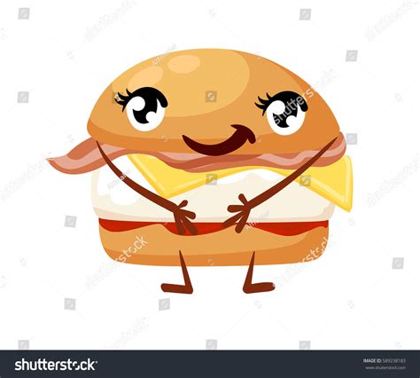 Burger Emoticon Funny Elements Vector Character Stock Vector (Royalty ...