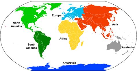 Map of The 7 Continents | Seven Continents Map Printable - Digitally ...