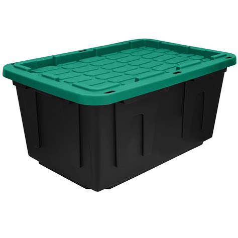 Heavy Duty 27 Gallon Plastic Snap-Lid Storage Tote Box, Black Base ...