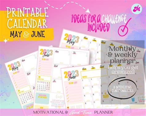 Printable Motivational Calendar Monthly & Weekly Planner - Etsy