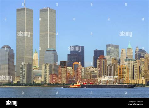 World Trade Center Twin Towers New York before 9/11. Lower Manhattan ...