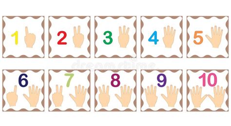 Learning Numbers, Mathematics with Fingers of Hand. Flash Cards Stock ...