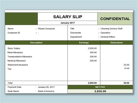 EXCEL of Salary Slip Template.xlsx | WPS Free Templates