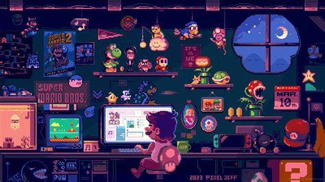 Chill Mario Pixel Live Wallpaper - MoeWalls