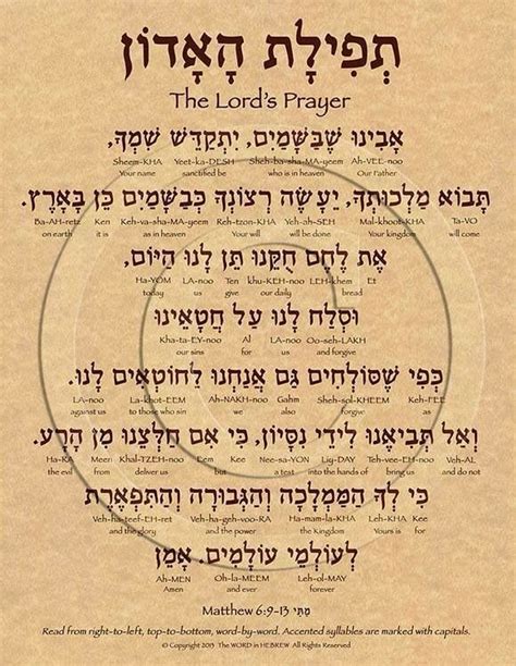 aramaic lord's prayer with english translation | Hebrew language words ...