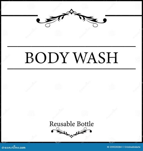 Body Wash Label for Reusable Bottle Stock Illustration - Illustration ...