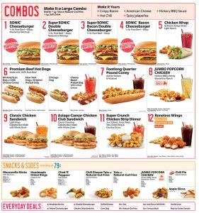 Sonic Drive In Menu | OC Restaurant Guides