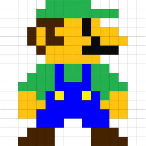 luigi pixel art grid - 94dodgeram250van