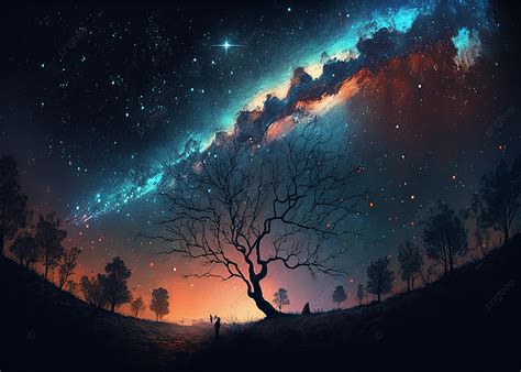 Night Starry Sky Colorful Dream Scene Background, Starry Sky, Dream ...