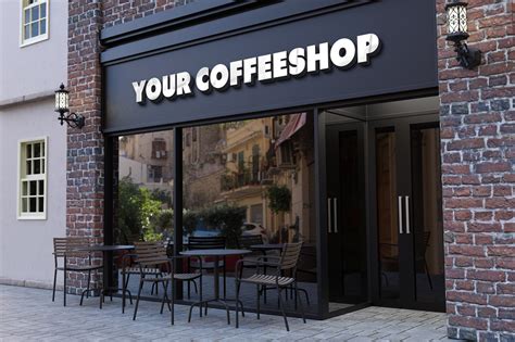 Coffee shop facade 3d logo mockup on Behance