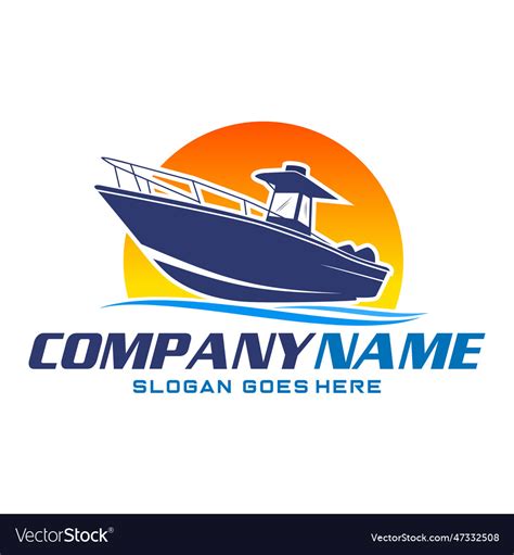 Center console boat logo with water splash Vector Image